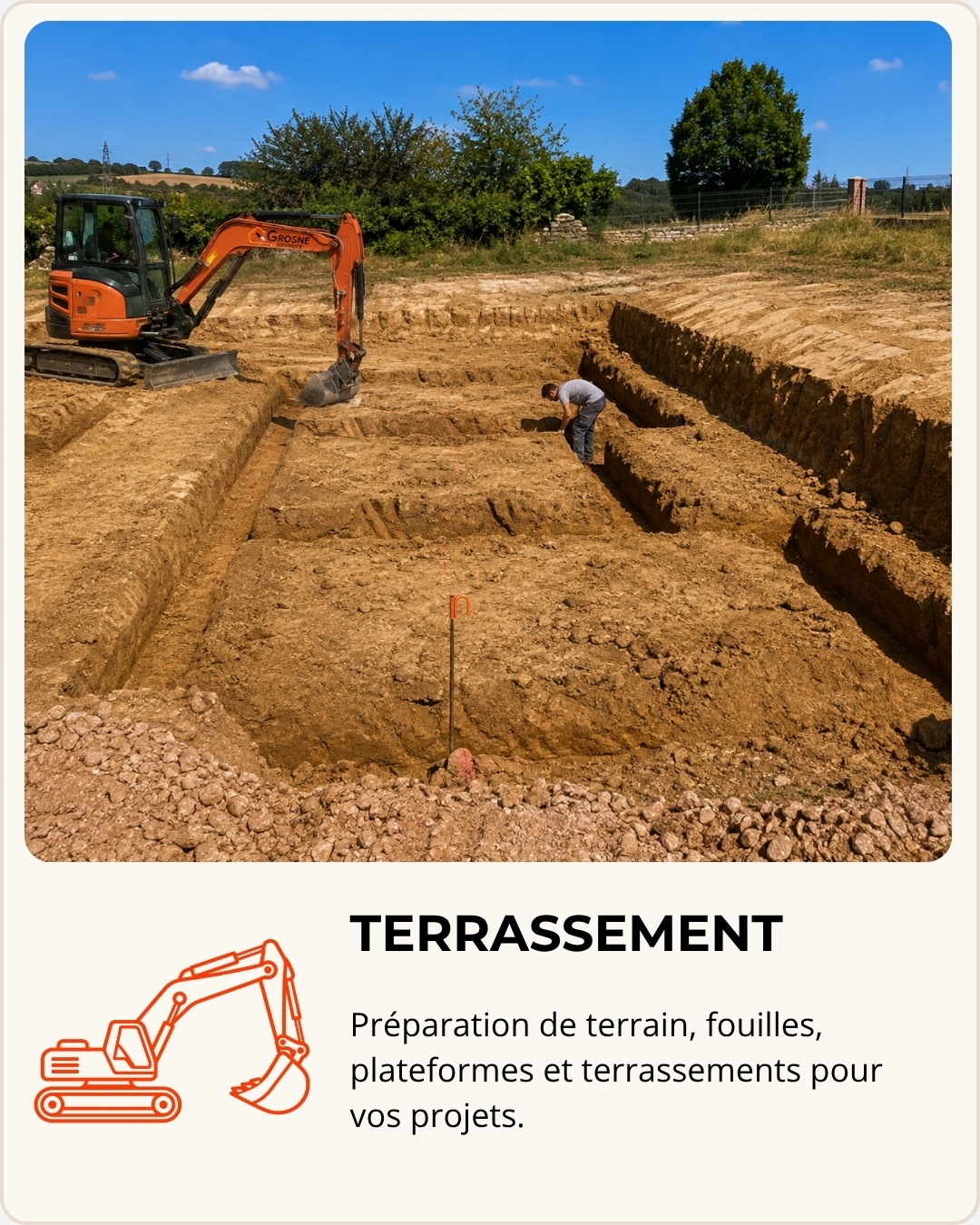 Travaux de terrassement et fouilles réalisés par Grosne Entreprise