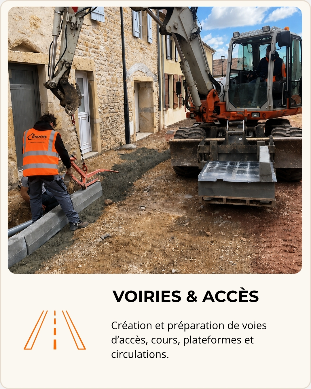 Réalisation de voirie et pose de bordures par Grosne Entreprise