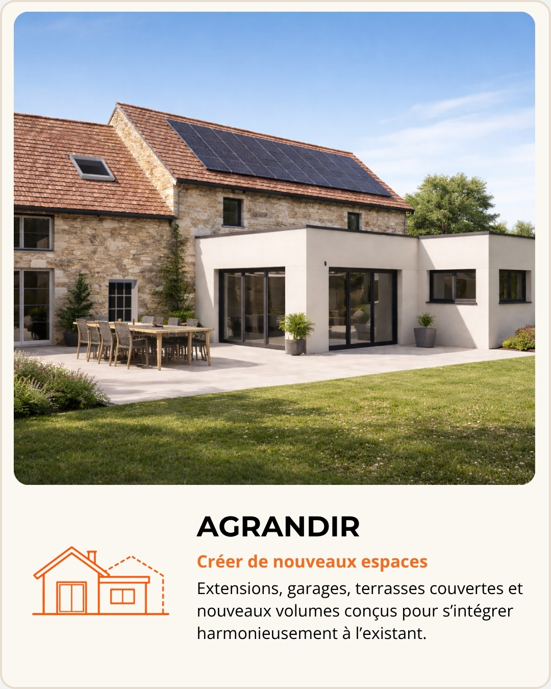 Extension contemporaine d’une maison ancienne réalisée par Grosne Entreprise