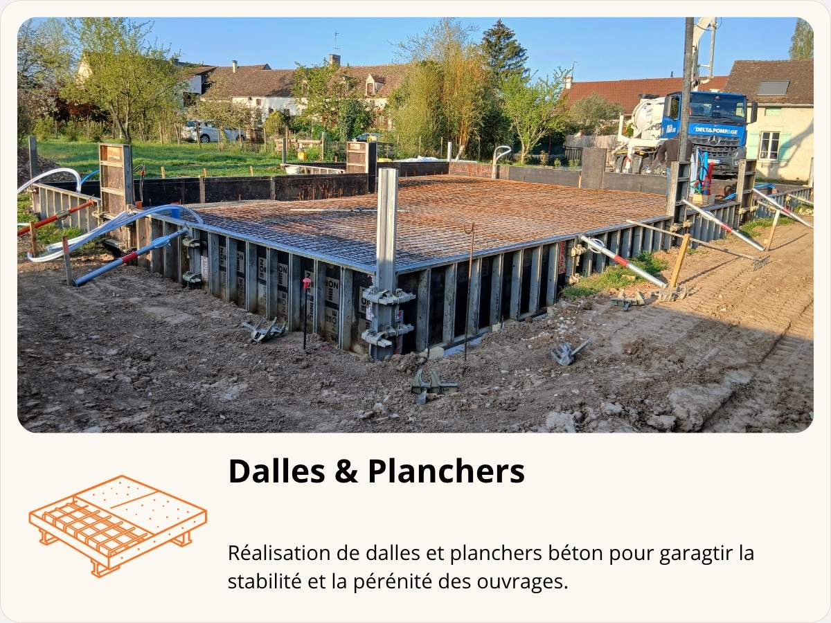 Préparation d’une dalle Radier en béton armé sur un chantier Grosne Entreprise