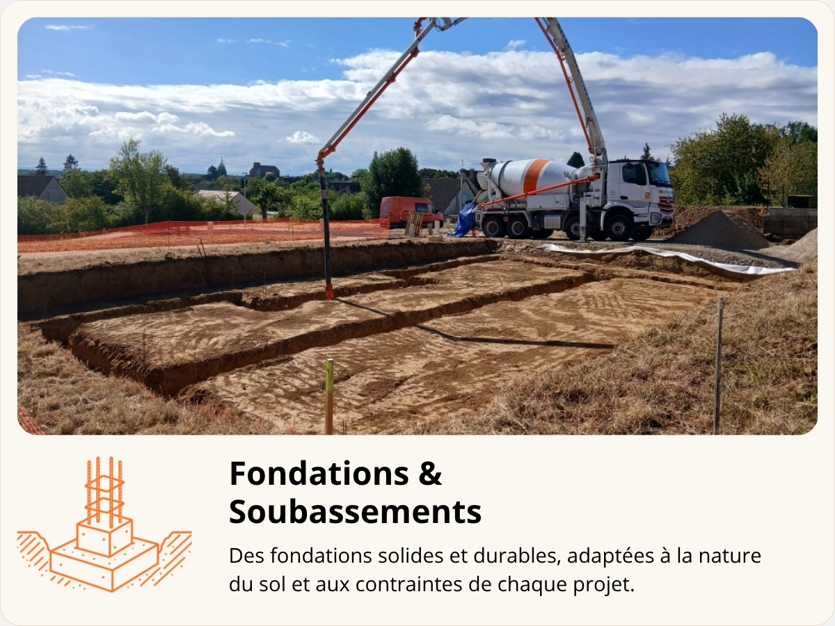 Chantier de fondations et soubassements réalisé par Grosne Entreprise