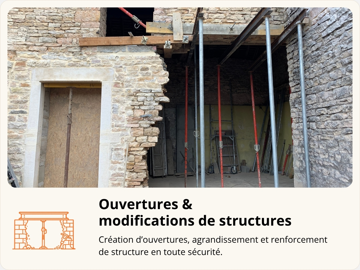 Création d’une ouverture dans un mur en pierre avec étaiement de la structure