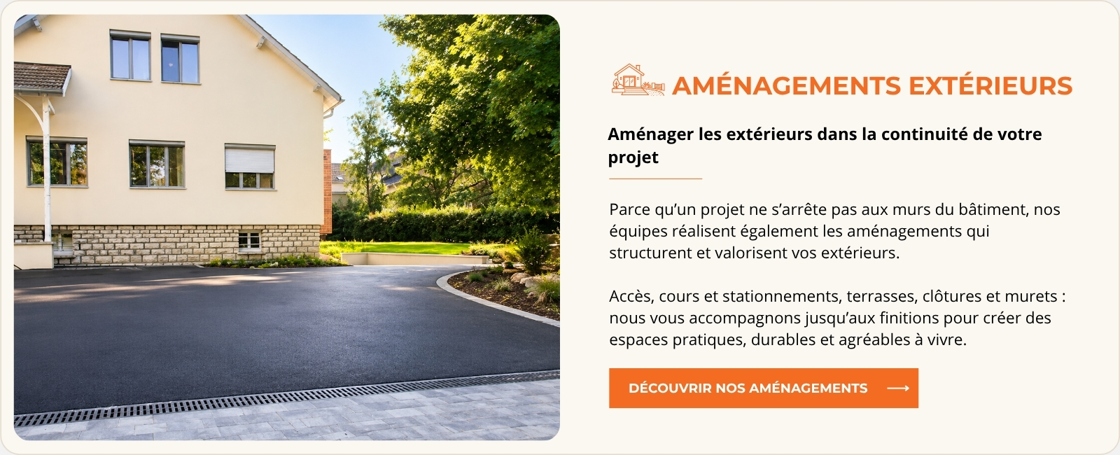 Aménagements extérieurs réalisés autour d’une maison