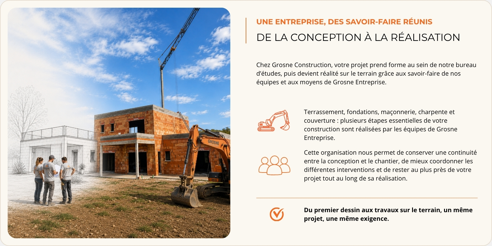 Projet de maison Grosne Construction, du bureau d’études au chantier avec les équipes et les moyens de Grosne Entreprise