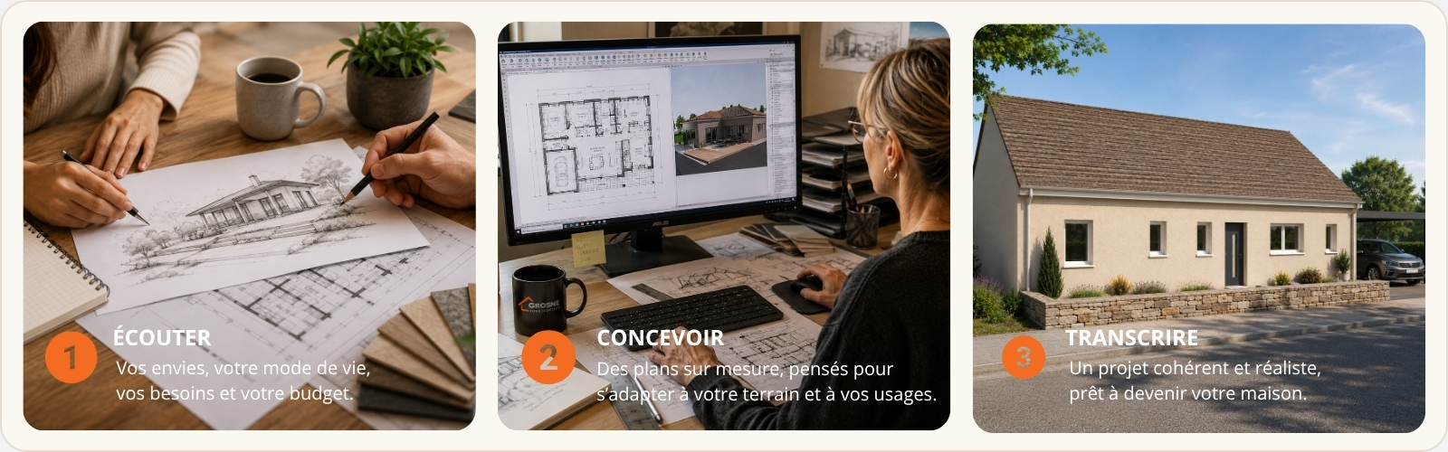 Conception sur mesure d’une maison individuelle par le bureau d’études Grosne Construction