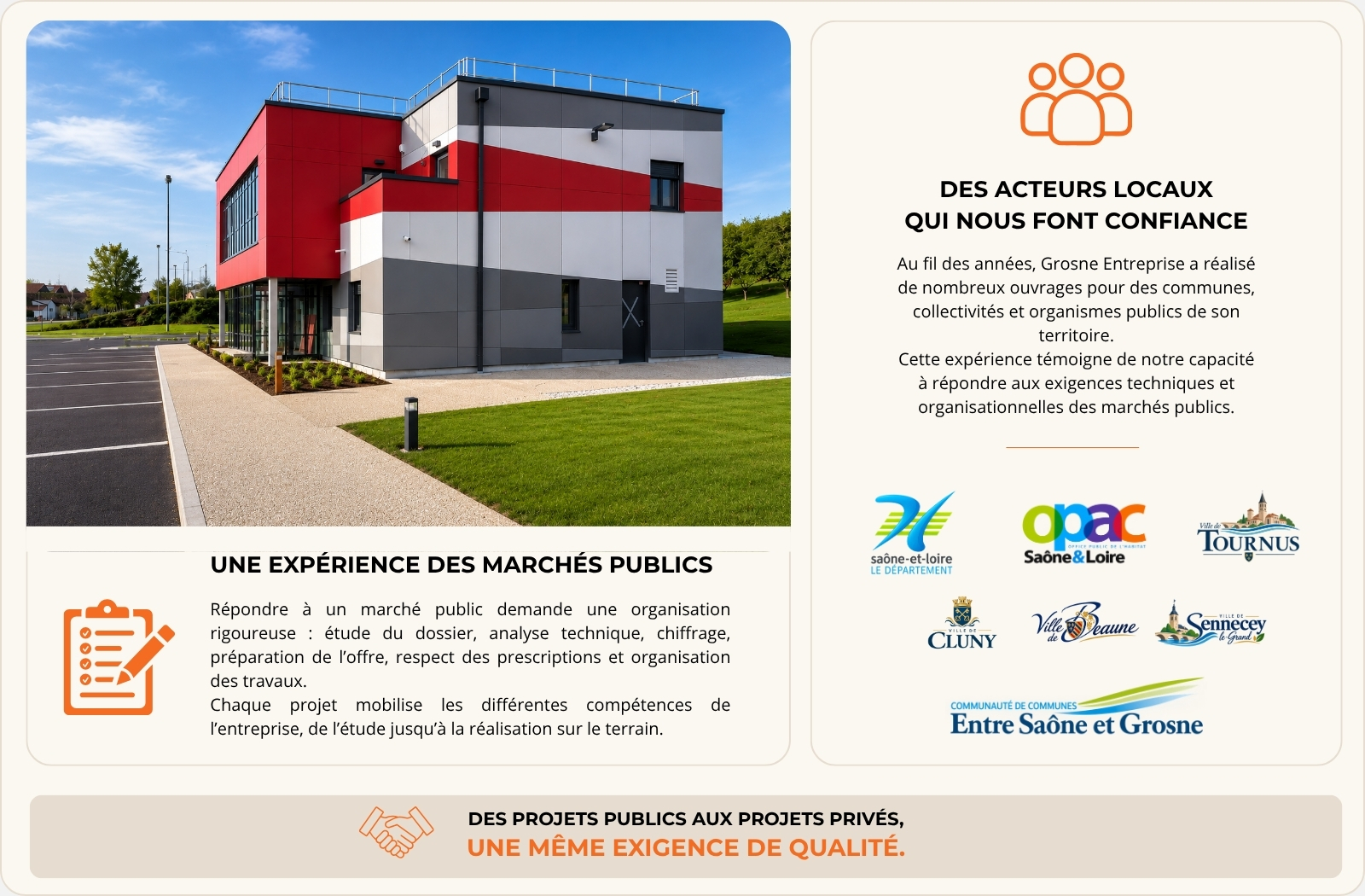 Grosne Entreprise – expérience des marchés publics et réalisations pour les collectivités de Saône-et-Loire