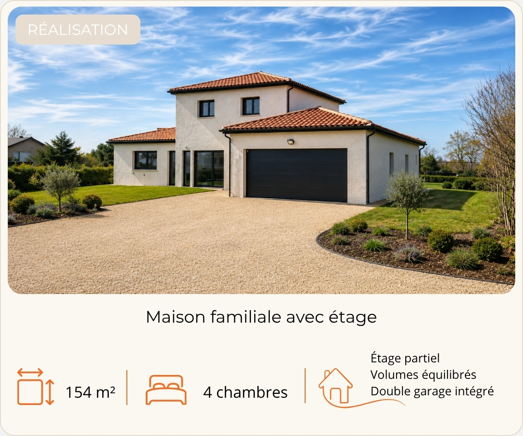 Maison familiale de 154 m² avec étage partiel réalisée par Grosne Construction