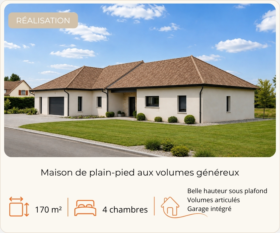 Maison de plain-pied de 170 m² aux volumes généreux réalisée par Grosne Construction